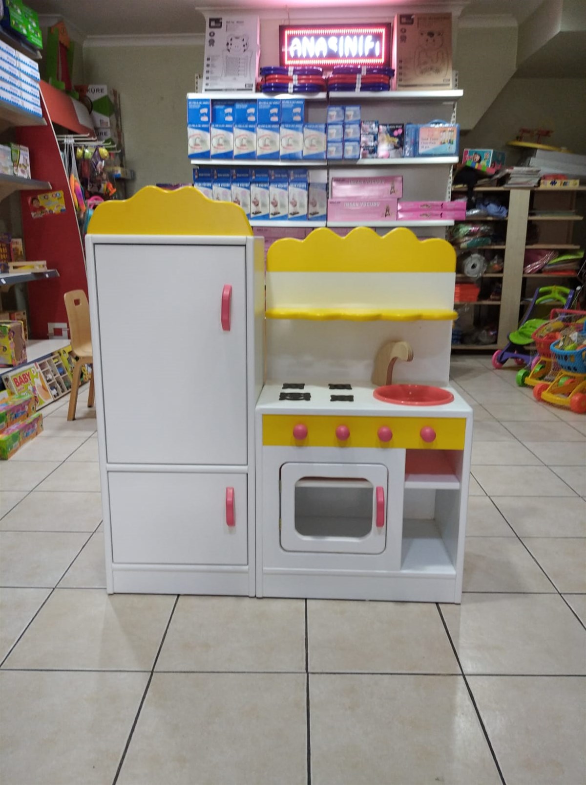 Anaokulu Ahşap Mutfak Köşesi 2 Parça